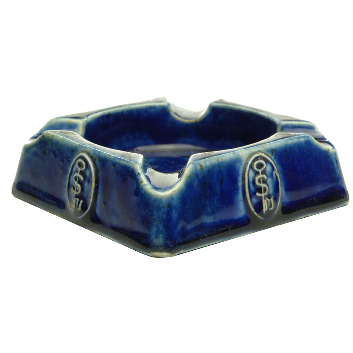 Pottery. Ashtray with S and Key on four sides. Doulton.