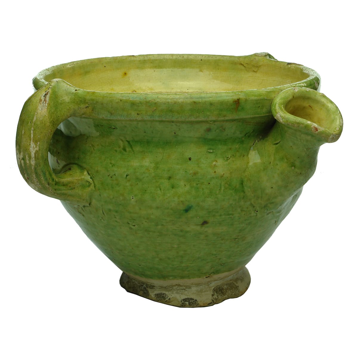 Green and Yellow lead glazed Dutch cream pot.