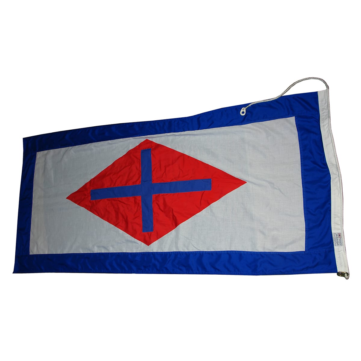 Shipping. Flag with blue cross inside red diamond on white background with blue border. (New South Wales)