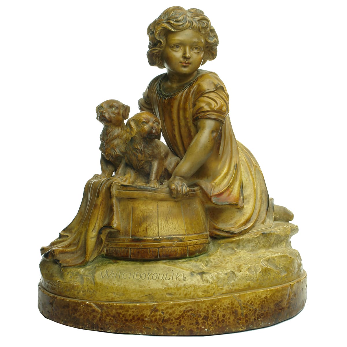 Statue. Mattei Bros Co., Melbourne Chalkware Statue, "Which Do You Like". (Victoria)