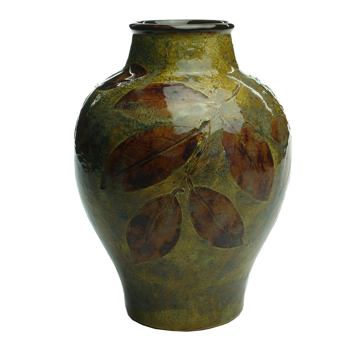 Pottery. Royal Doulton Vase with Autumn Leaves Design.