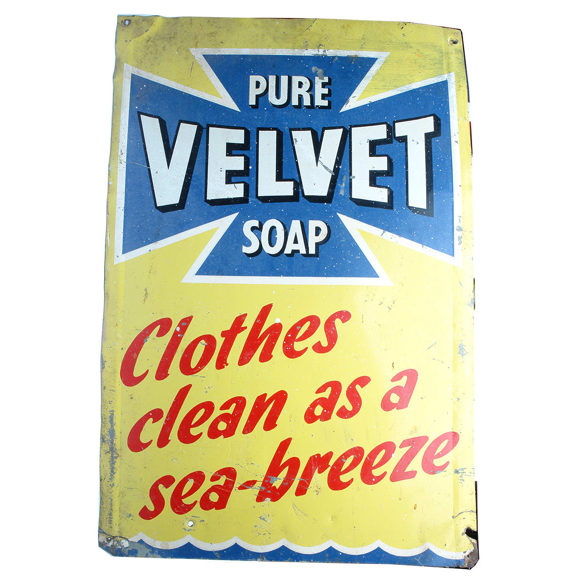 Painted Tin Sign. Pure Velvet Soap.