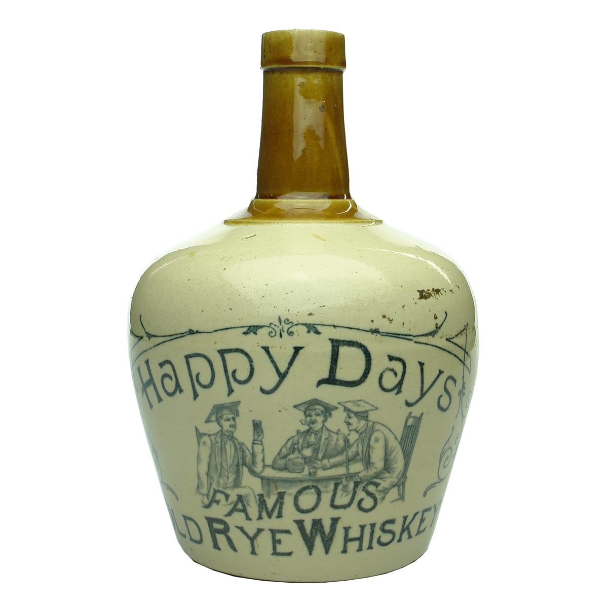 Whisky Jug. Happy Days Famous Old Rye Whiskey.