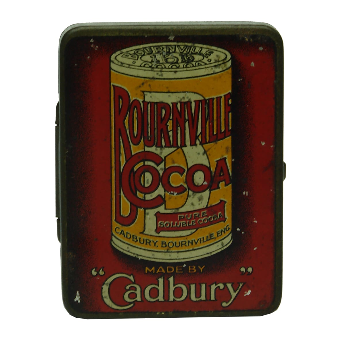 Small Tin / Vesta Case. Bournville Cocoa. Cadbury. Multi-coloured.