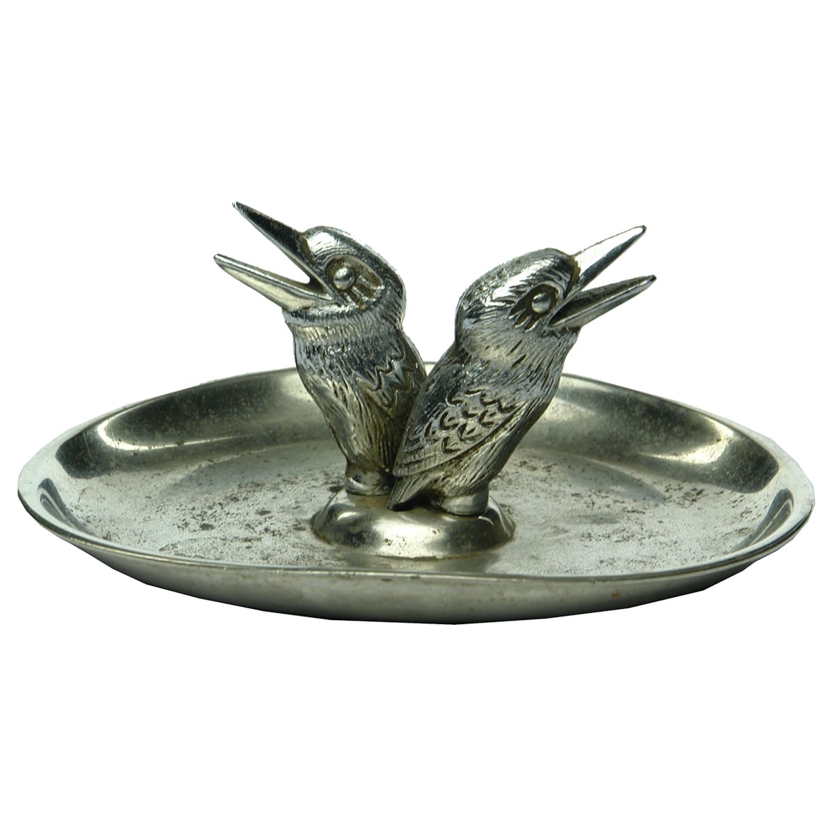 Tobacciana. Safe-Tee-Way Chromium Ashtray with Kookaburras.