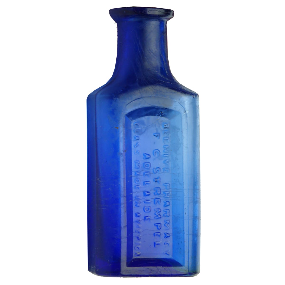 Chemist Poison. Beehive Pharmacy, Strempel, Adelaide. Cobalt Blue. 1/2 oz. (South Australia)