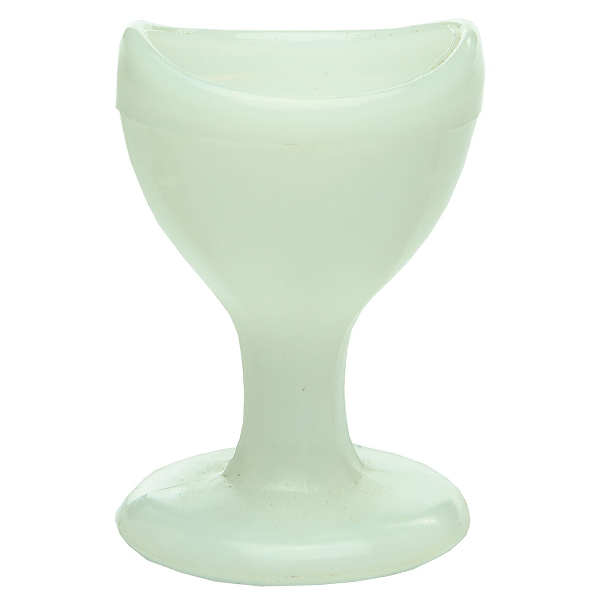 Eye Bath. Milk or Opal Glass. Pedestal. Facetted sides. No markings.