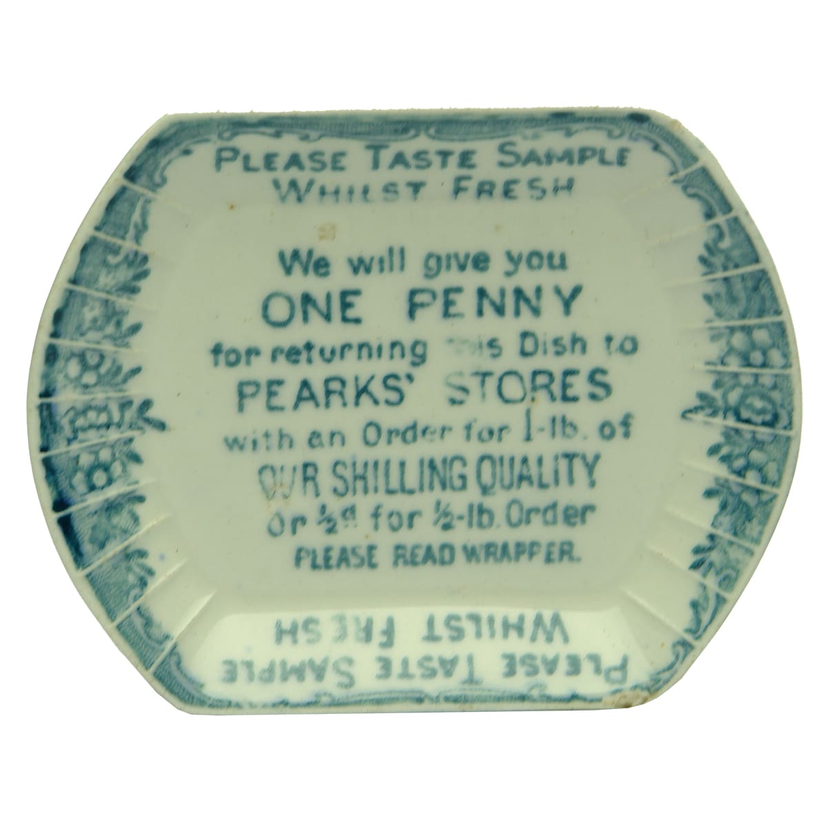 Sample Plate. Pearks' Stores. Advertising.