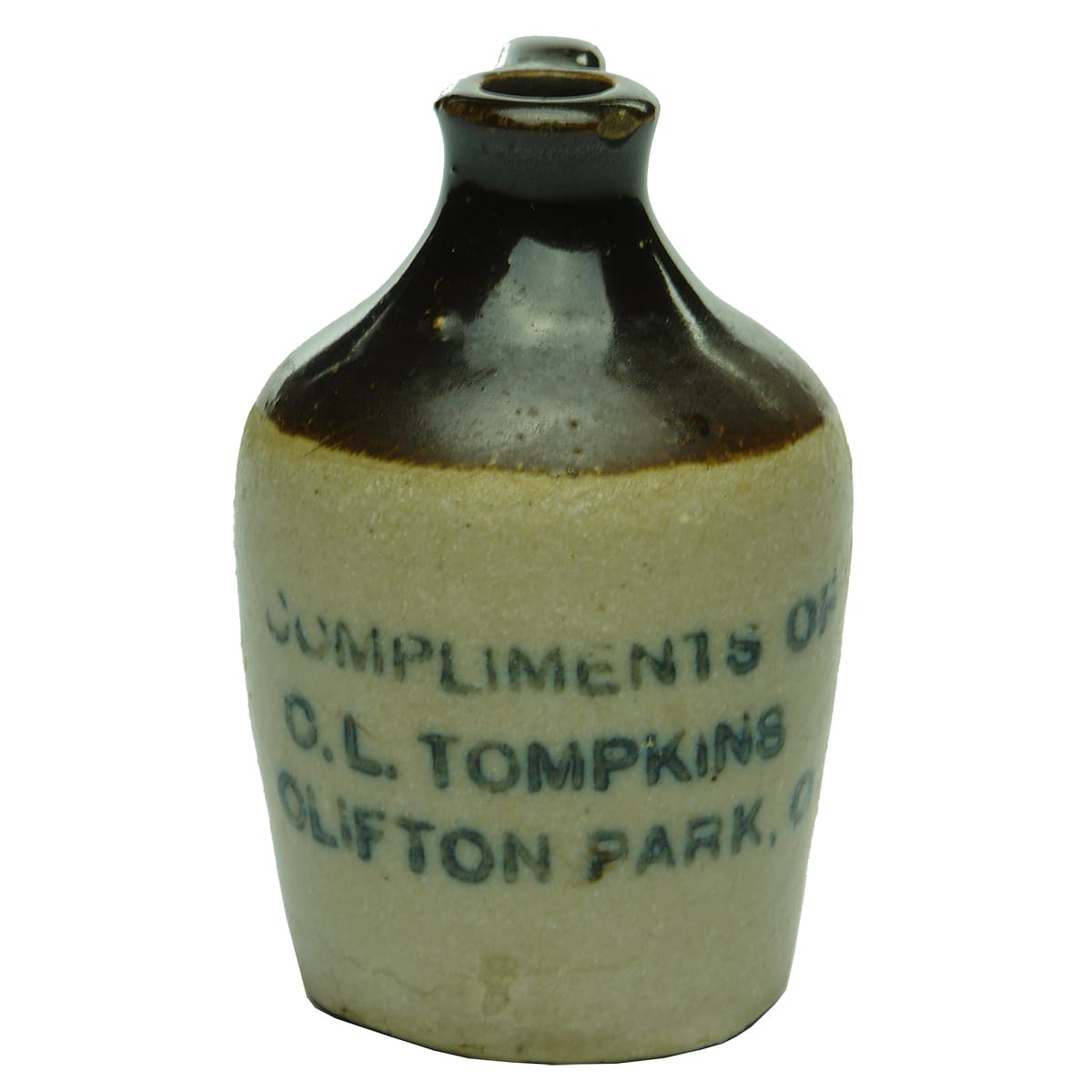 Sample Jug. Tompkins, Clifton Park, Ohio.