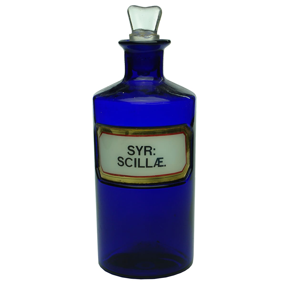 Chemist. Syr: Scillae. Label Under Glass. Cobalt.