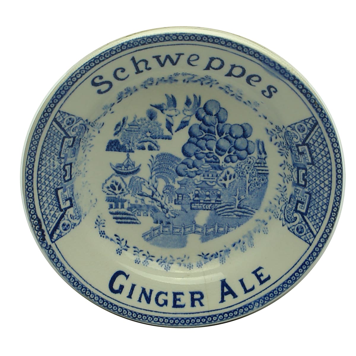 Change Tray. Schweppes. Ginger Ale. Willow Pattern.