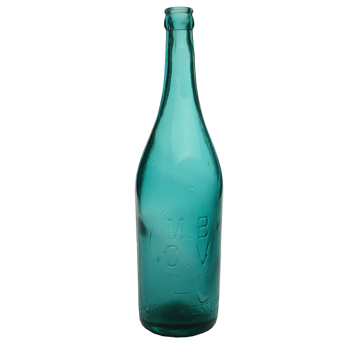 Beer. MBCV Spade. Manufacturers Bottle Company of Victoria. Petrol Blue. Crown Seal. 26 oz. (Victoria)