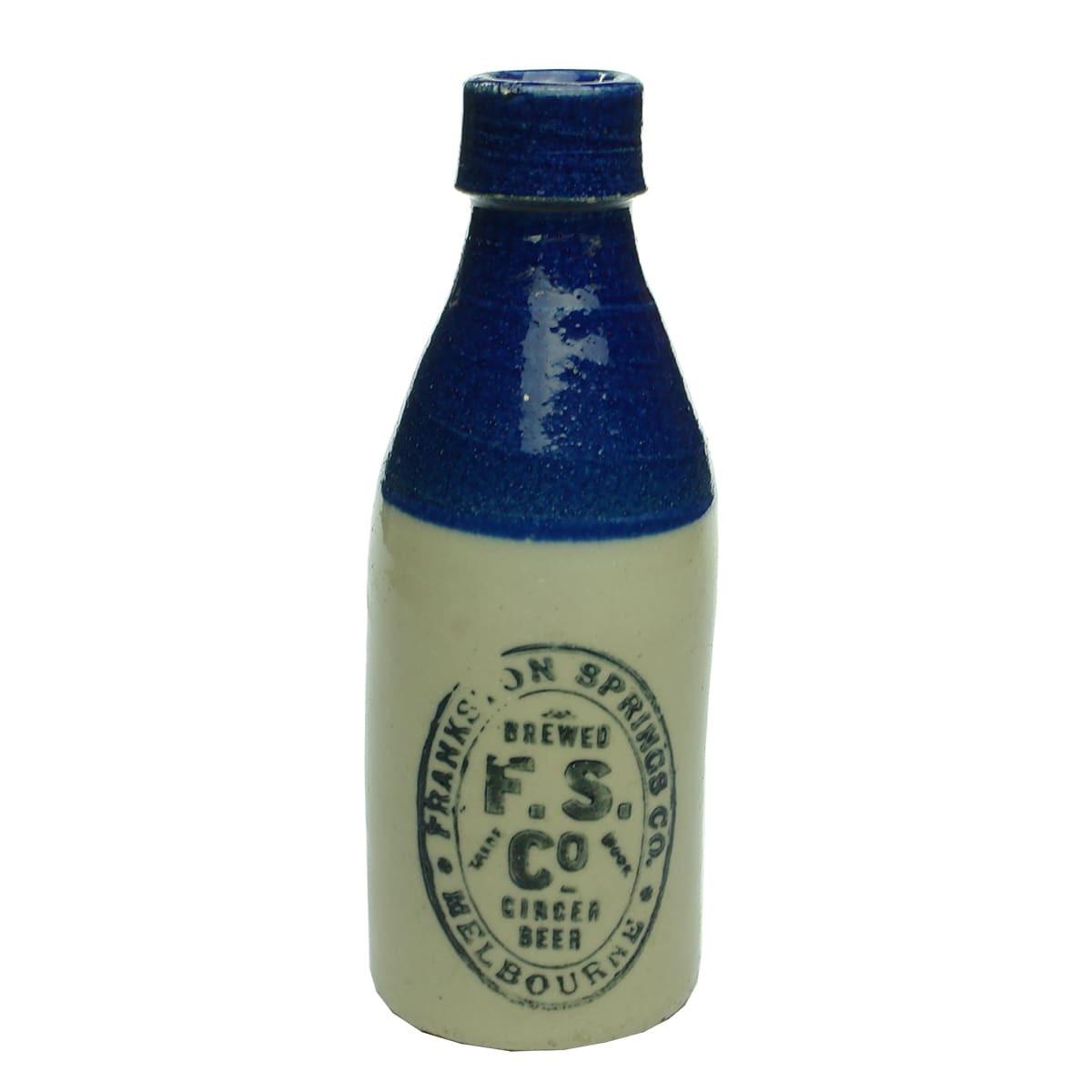 Ginger Beer. Frankston Springs Co., Melbourne. Blue Top. F. S. Co trade mark. (Victoria)