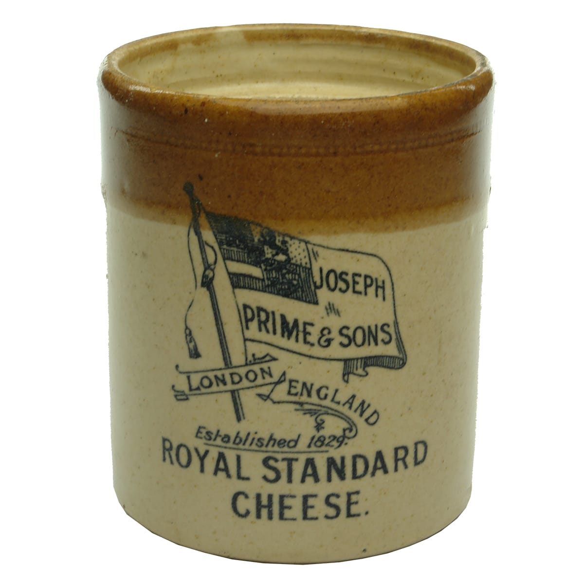 Jar. Joseph Prime & Sons, London. Cheese. Tan Top. (United Kingdom)