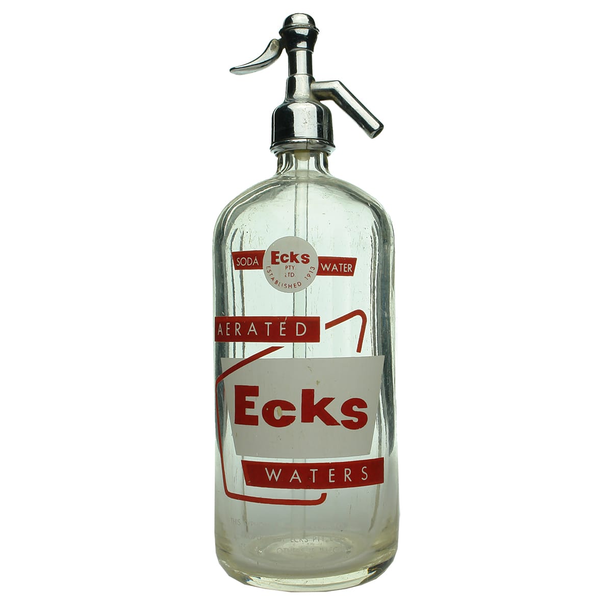 Soda Syphon. Ecks. Ceramic Label. 40 oz. (Victoria)