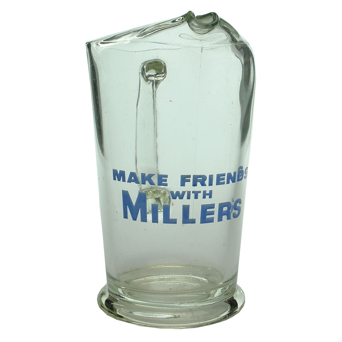 Beer Jug. Make Friends with Millers in blue print. (Sydney, New South Wales)