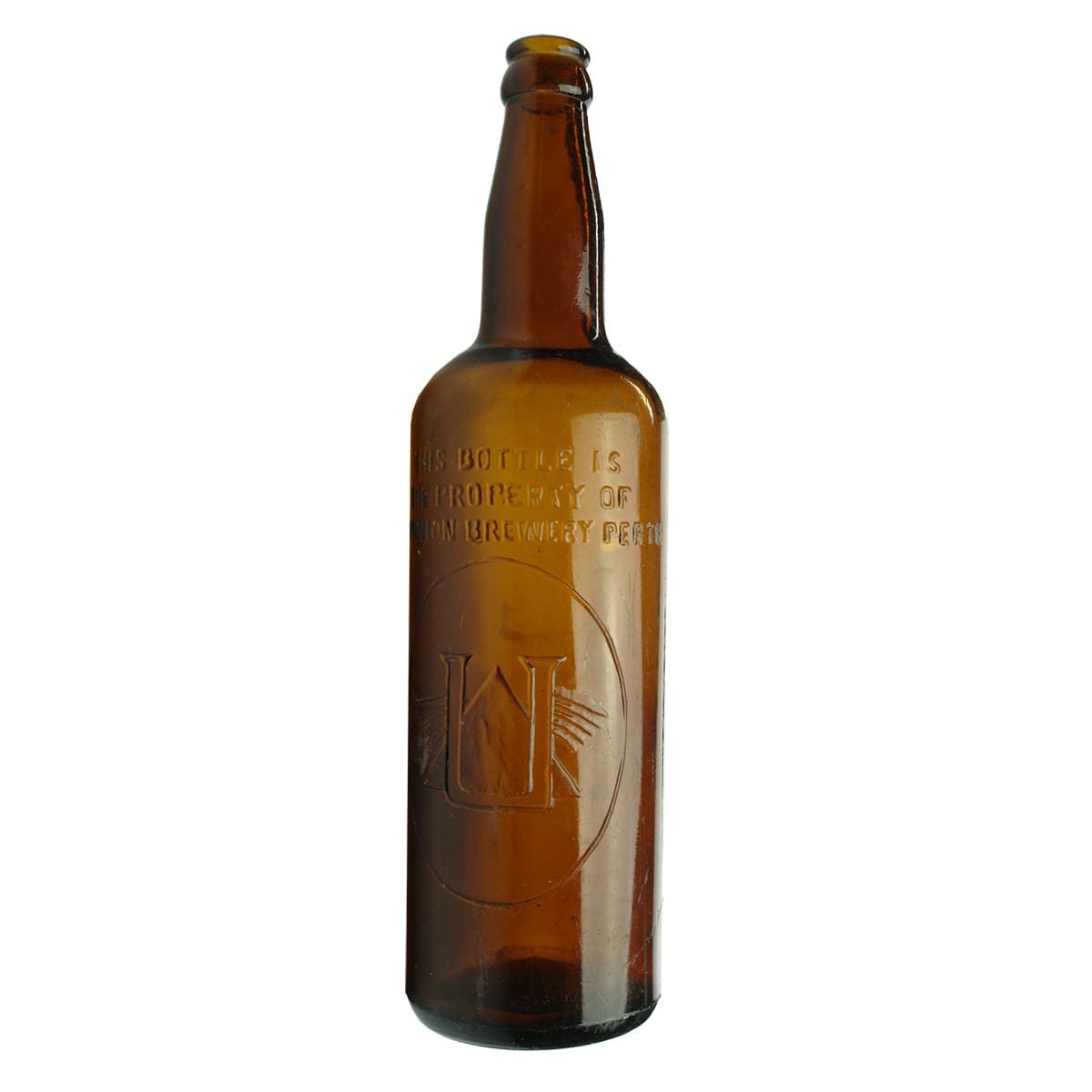 Crown Seal Beer.  Union Brewery, Perth, Winged U trade mark.  Amber.  26 oz. (Western Australia)