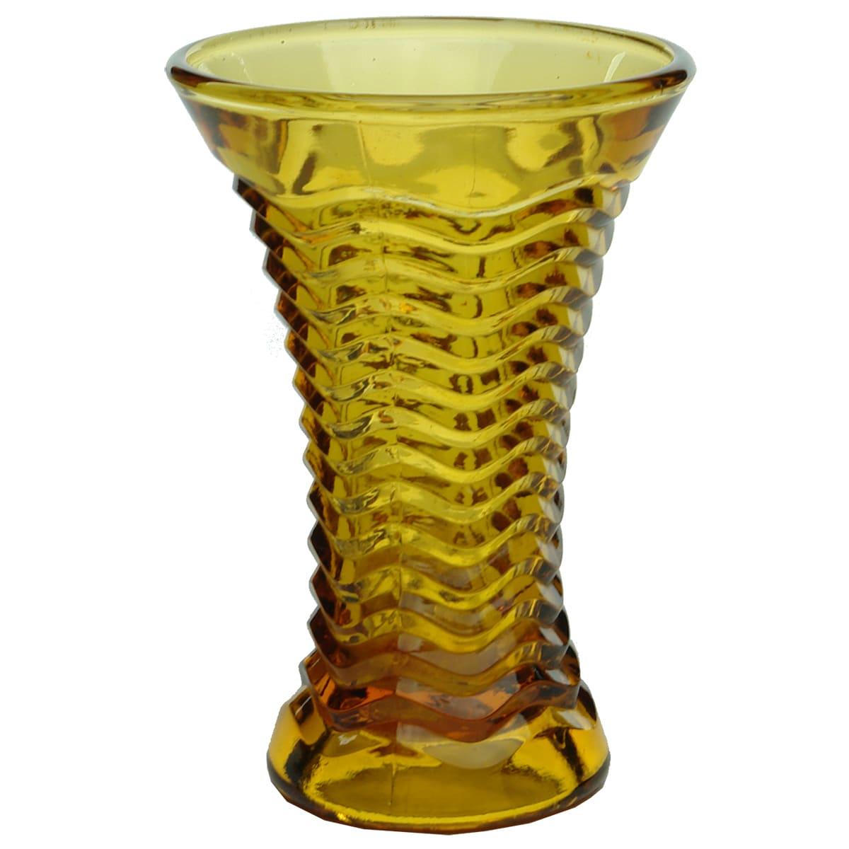 Glassware. Crown Crystal Glass (Australia) Amber 4 inch Bud Vase. (New South Wales)