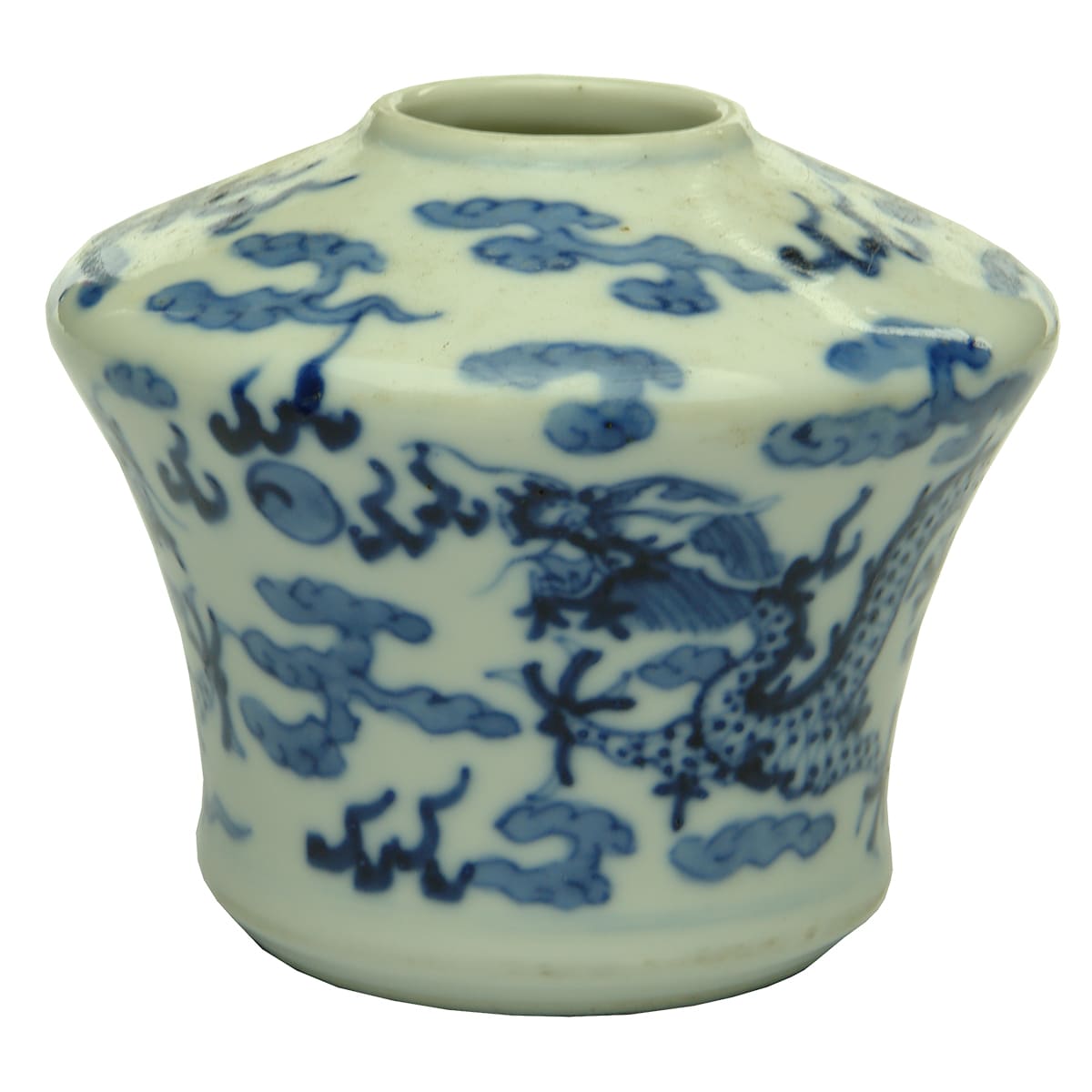 Chinese. Blue and White Vase with Dragons.