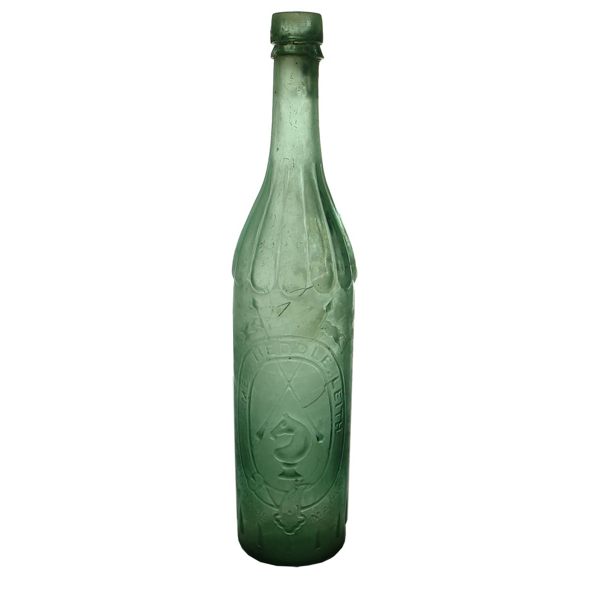 Vinegar/Cordial. James Heddle, Leith. Chess Piece. Aqua. 26 oz.