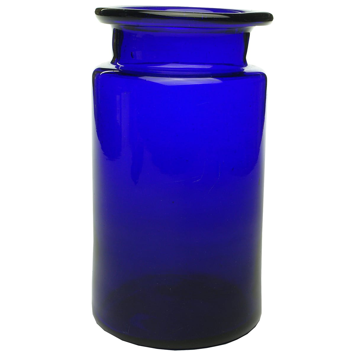 Plain Cobalt Blue Jar. Round pontil scar to base.