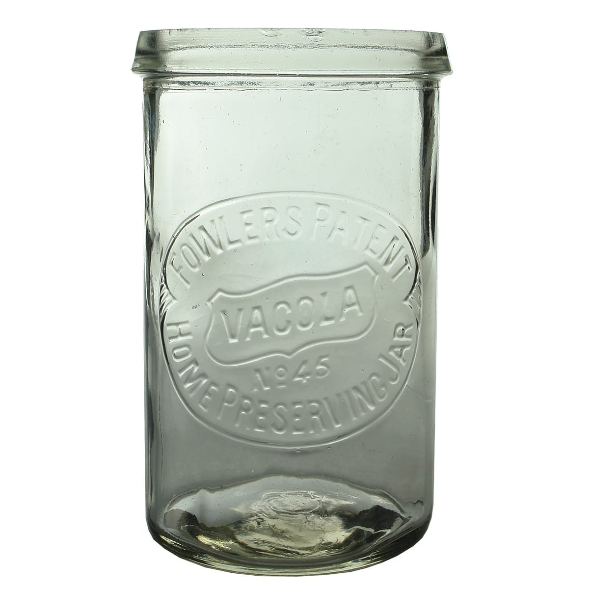 Jar. Fowlers Patent, Vacola No 45. Clear. Quart. (Victoria)