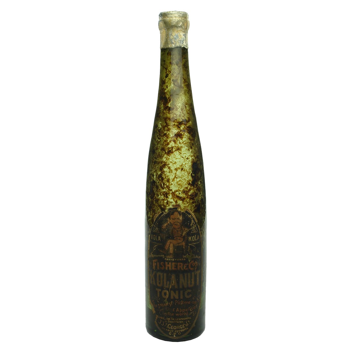 Cordial. Fisher & Co Kola Nut Tonic. George St. Sydney. Labelled on Hock shape bottle. (New South Wales)