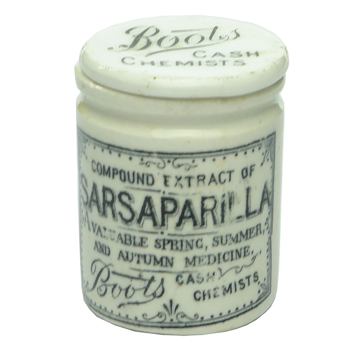 Pot. Boots Compound Extract of Sarsaparilla. (United Kingdom)