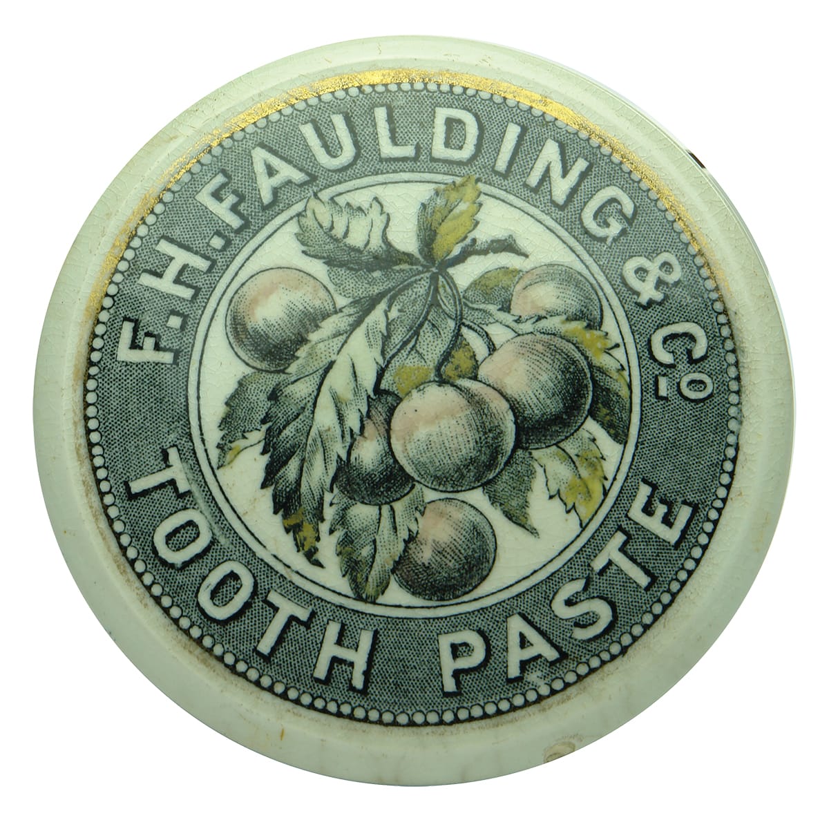 Pot Lid. F. H. Faulding & Co Tooth Paste, Six Cherries. (South Australia)