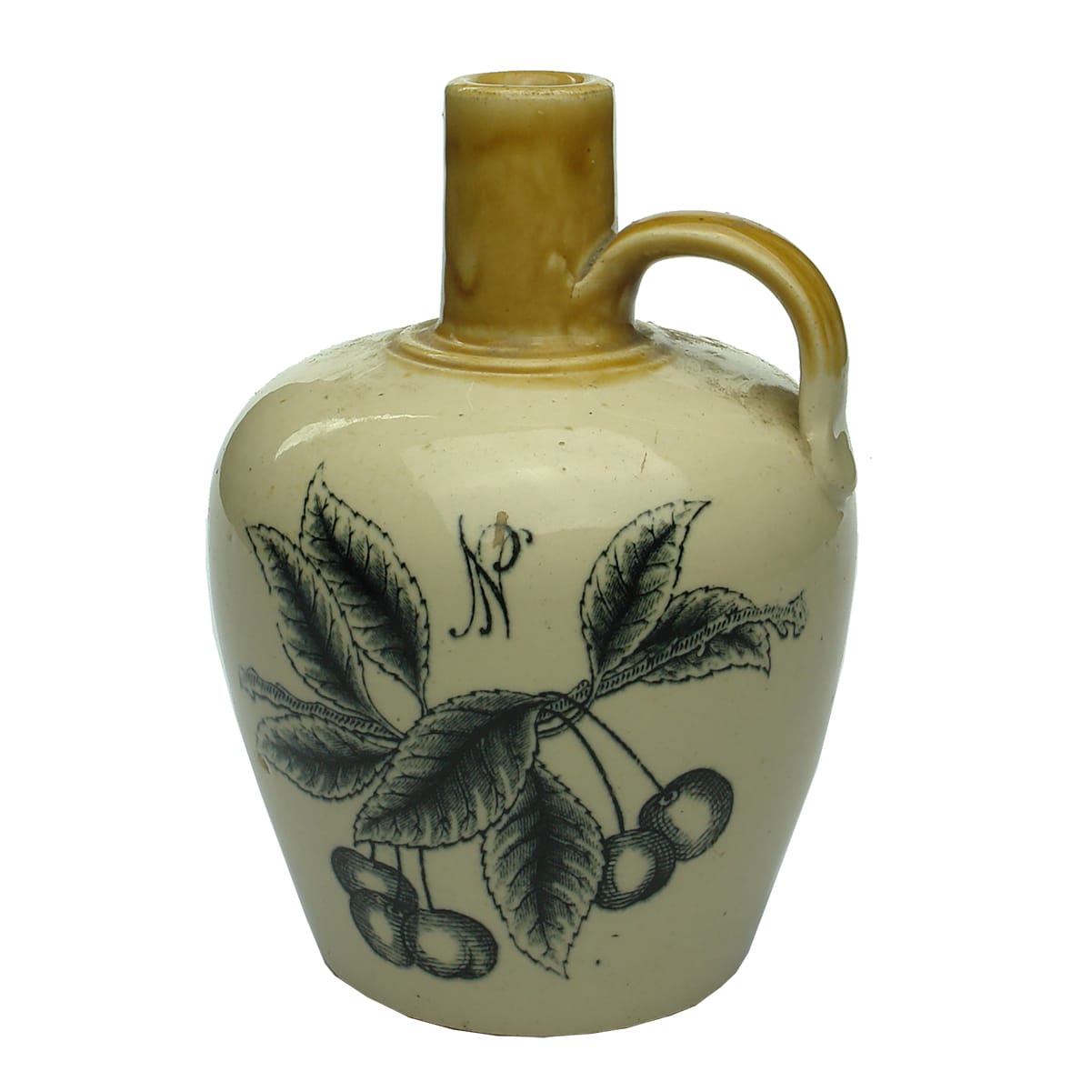 Whisky Jug. (Cherry Liqueur). Cherries Print. Port Dundas Pottery.