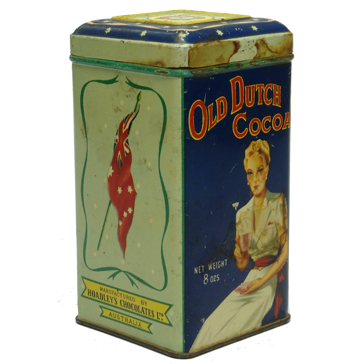 Tin. Hoadley's Chocolates Ltd, Australia, Old Dutch Cocoa. 8 oz. (Victoria)