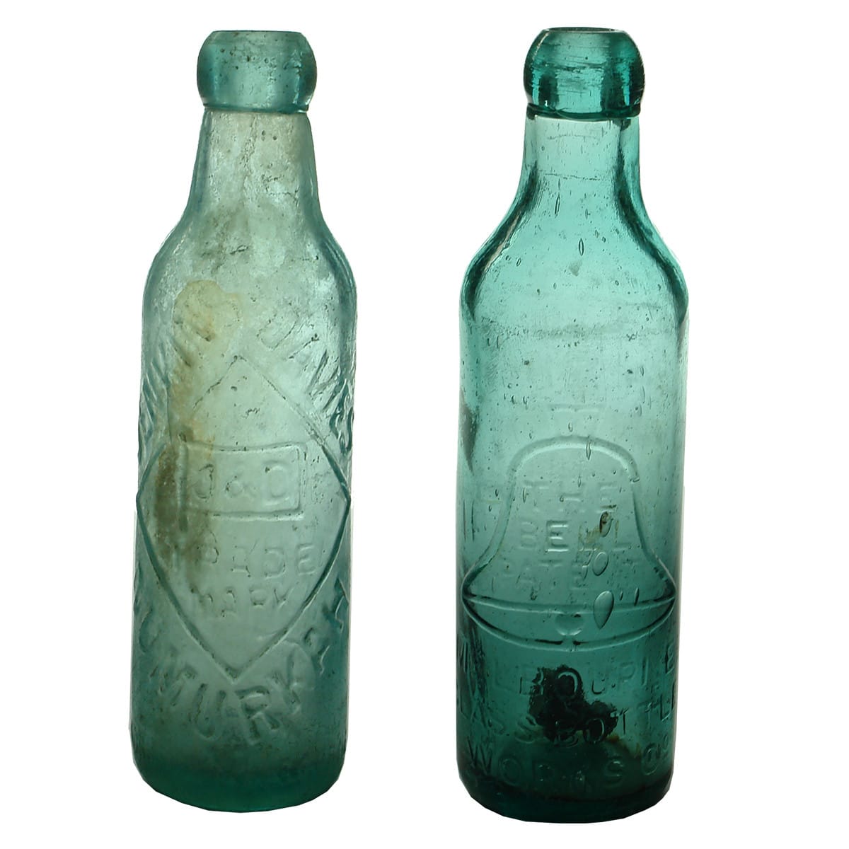 Pair of Bell Patents: Jenkins & Davies, Numurkah & plain Melbourne Glass Works. (Victoria)