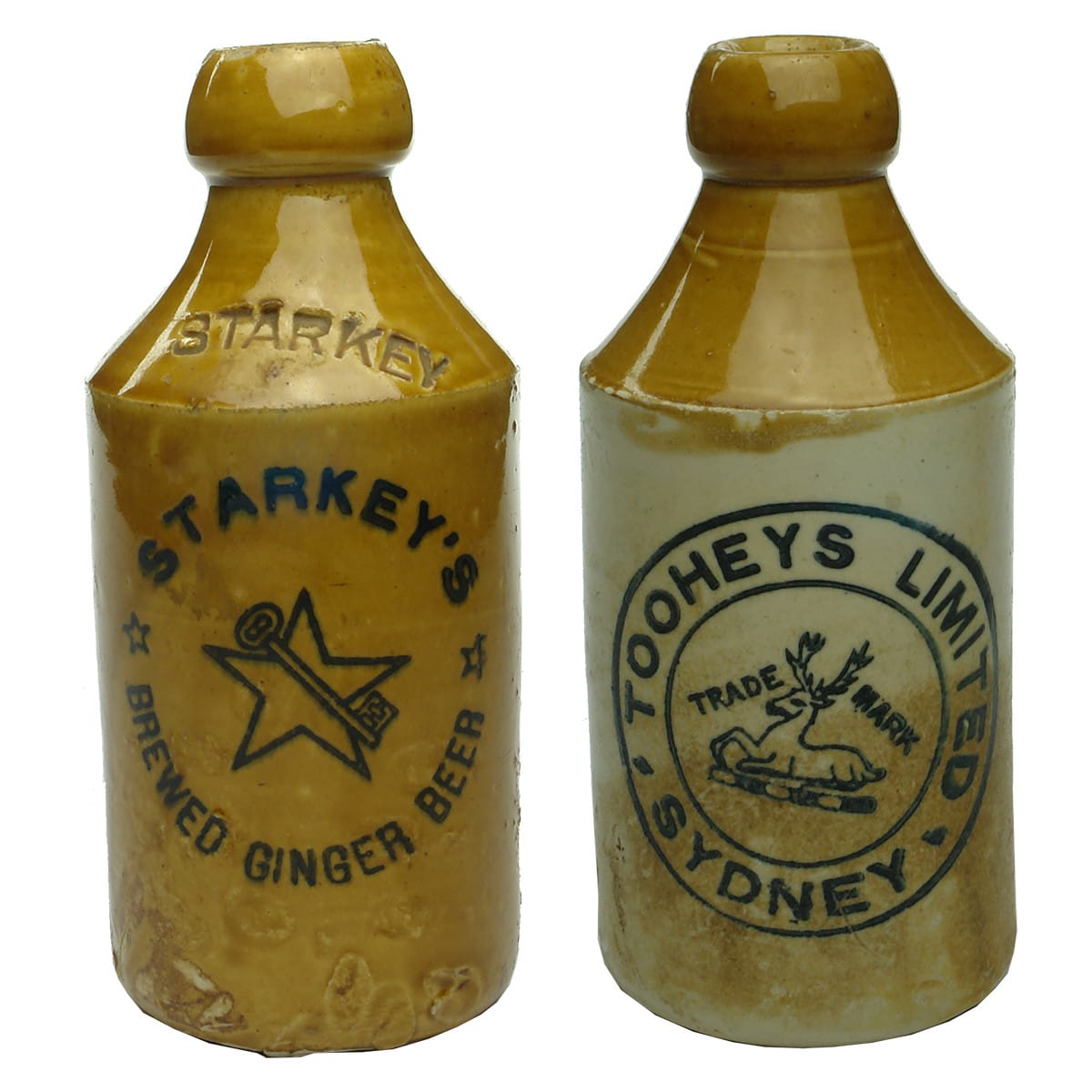 Two Sydney Ginger Beers. Starkey & Tooheys Limited. (New South Wales)