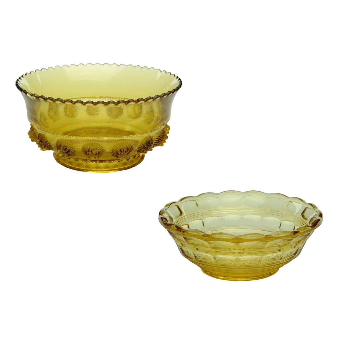 Glassware. Pair of Amber Depression Glass Bowls.