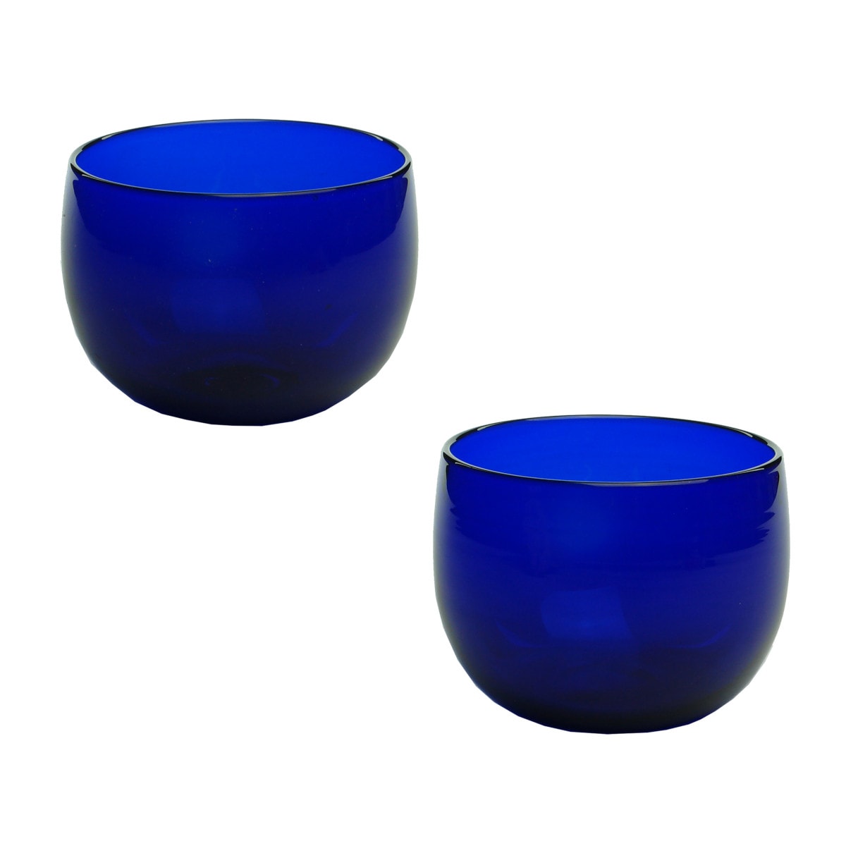 Glassware. Two Bristol Blue Victorian Glass Finger Bowls with Polished Pontils.