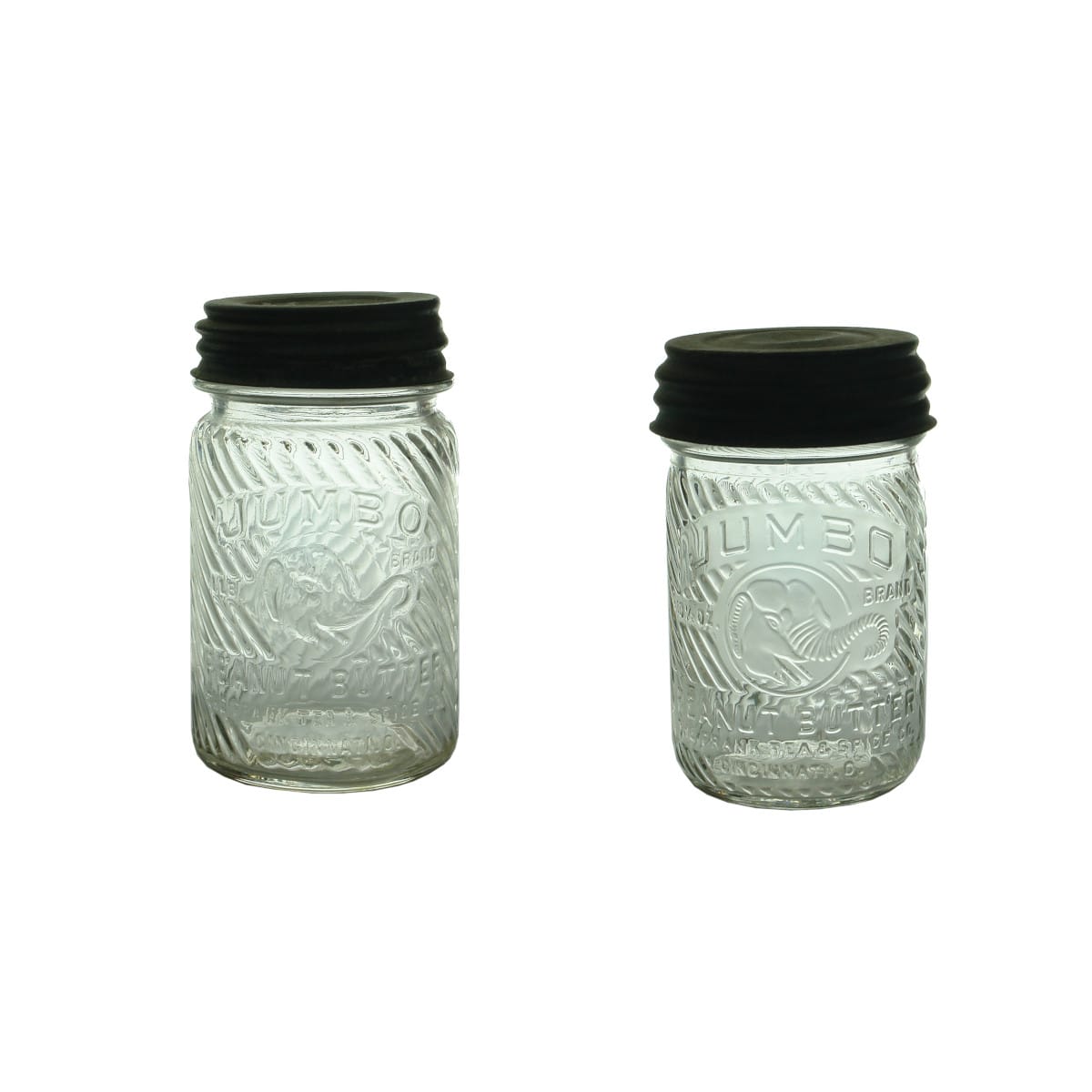 Pair of Jars: Jumbo Peanut Butter. Large & Small. (USA)