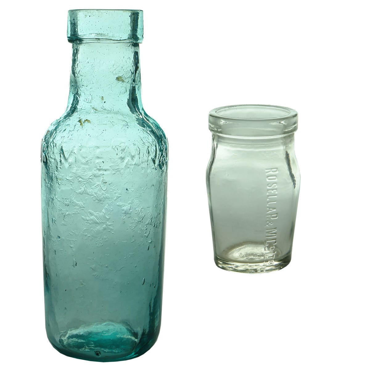 Pair of Jars: Robt McEwin, Adelaide and Rosella.