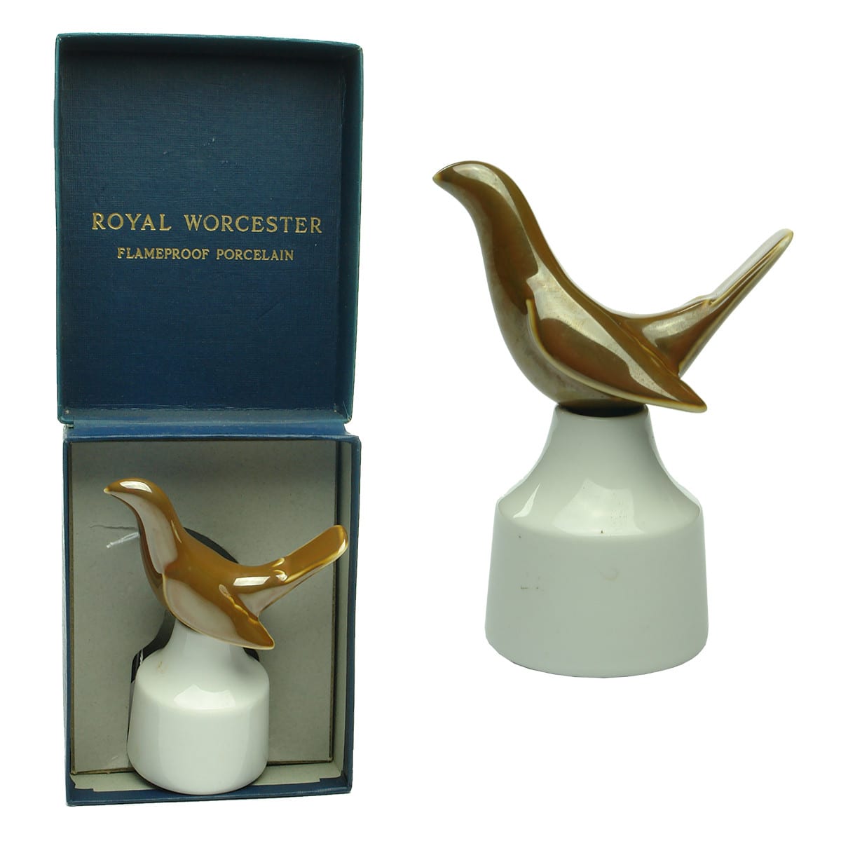 Pair of Two piece Pie Funnels. Royal Worcester Flameproof Porcelain. One with original box.