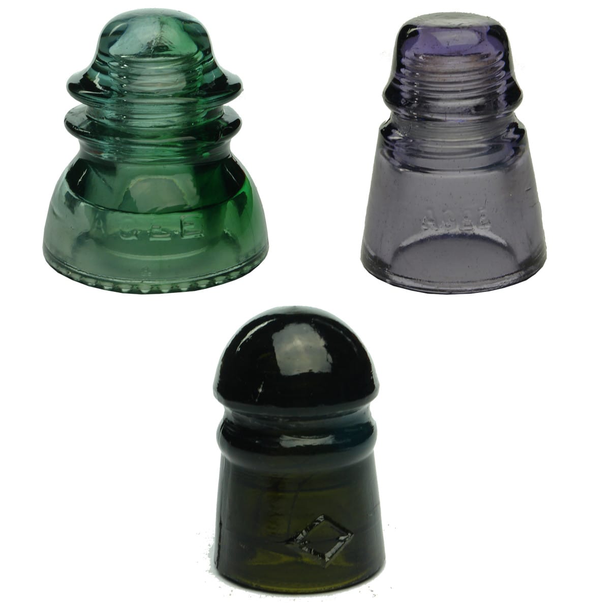 Three Coloured Insulators: Agee CD154; Diamond CD102; Agee CD421.