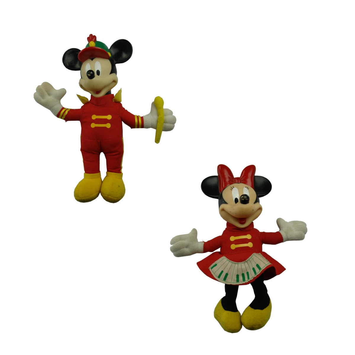 Toy. Mickey and Minnie Mouse Soft Toys with hard plastic moulded heads.