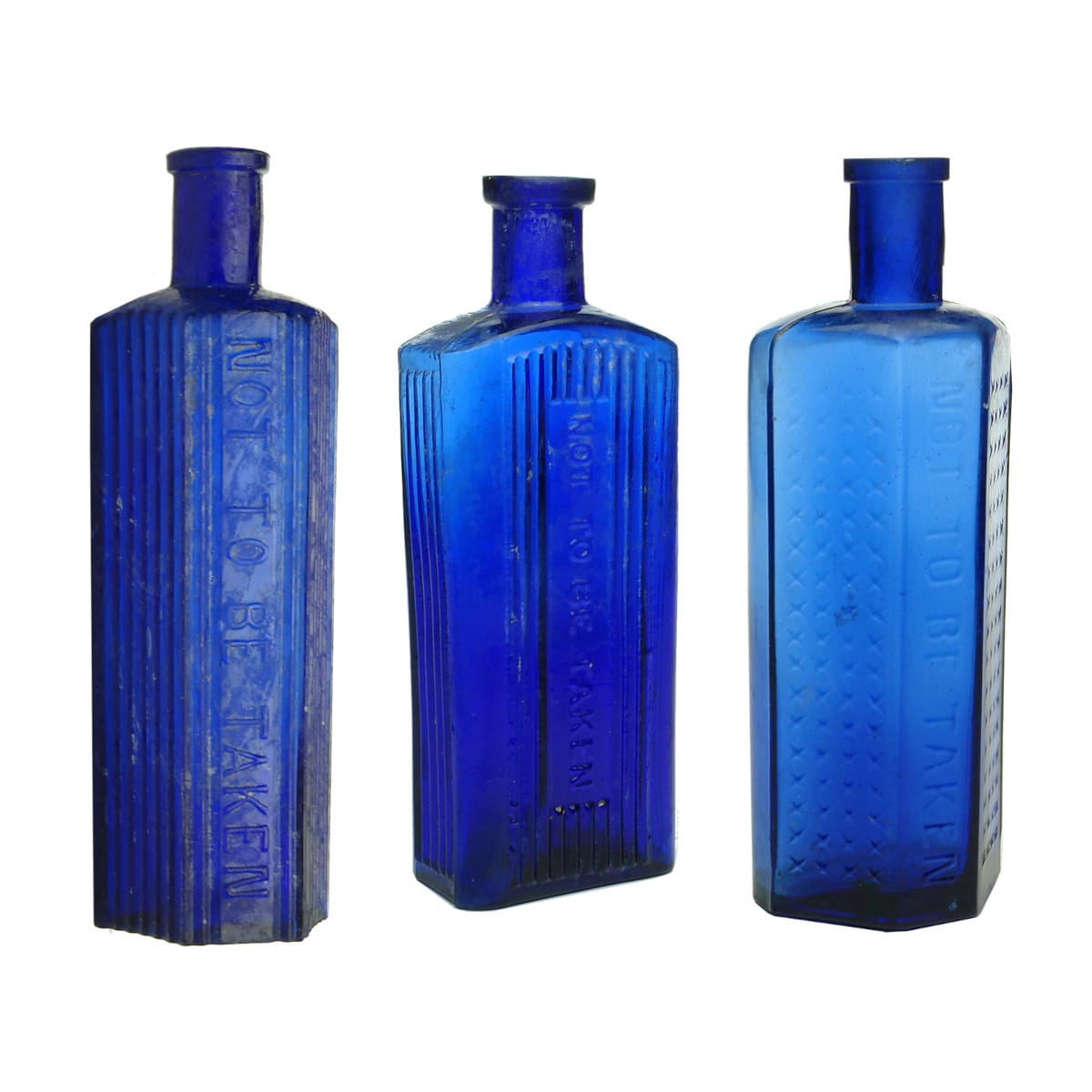 Three Larger Blue Not to be taken Poisons. 8 - 10 oz.