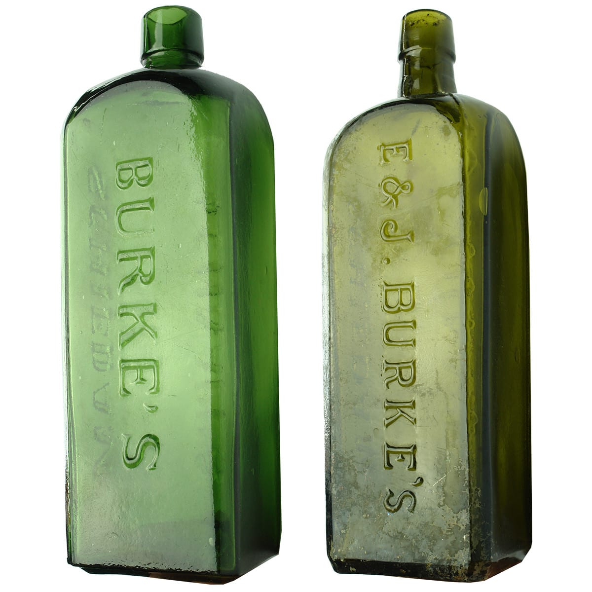 Two large Schnapps: Burke's Schiedam Schnapps and E. & J. Burke's.