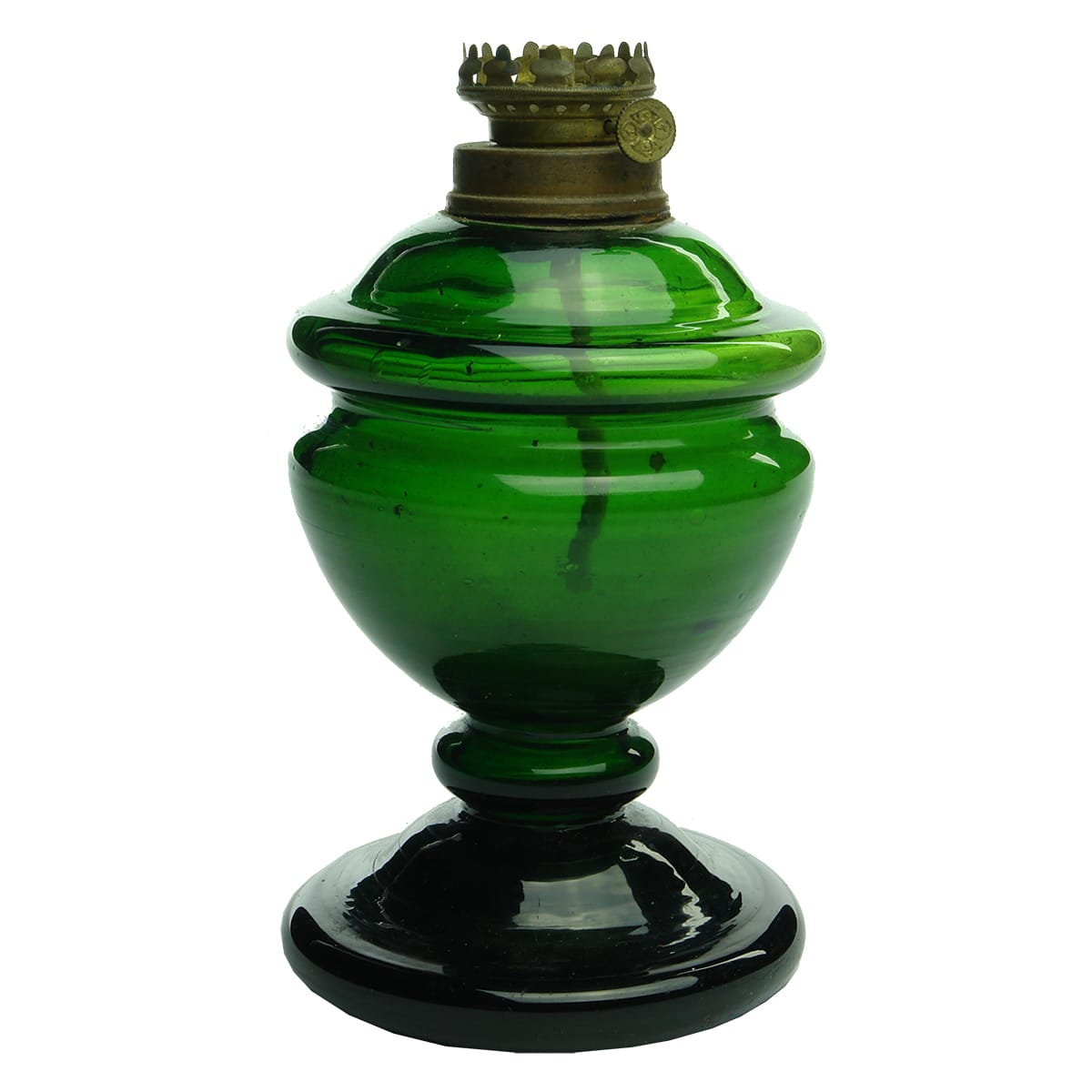 Lamp. Green bowl and base.