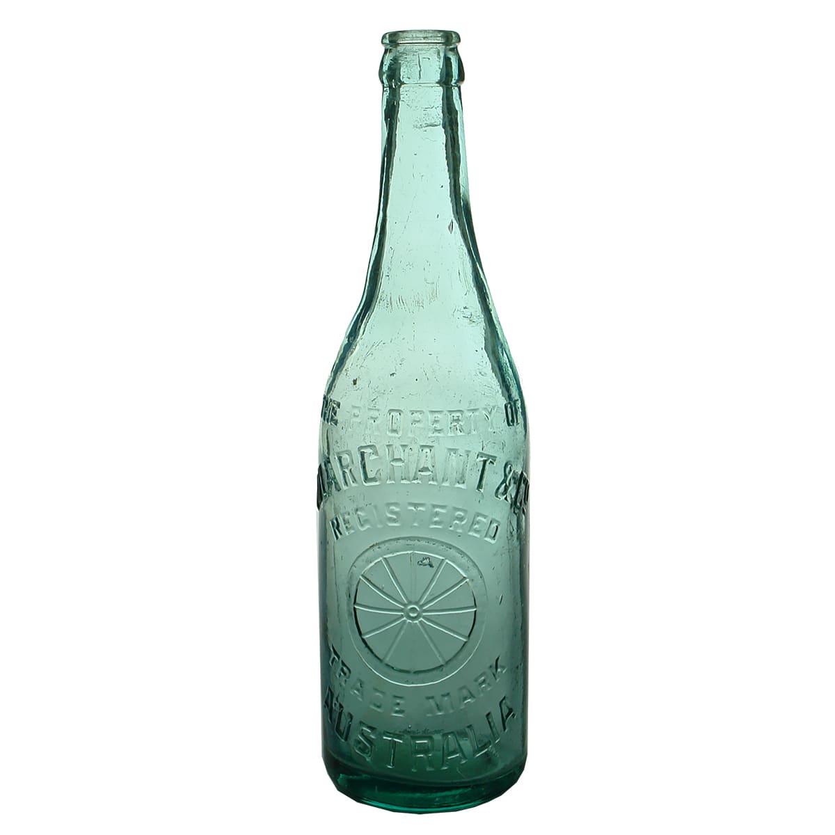 Crown Seal. Marchant & Co., Australia. 13 oz. Spun top. Aqua.