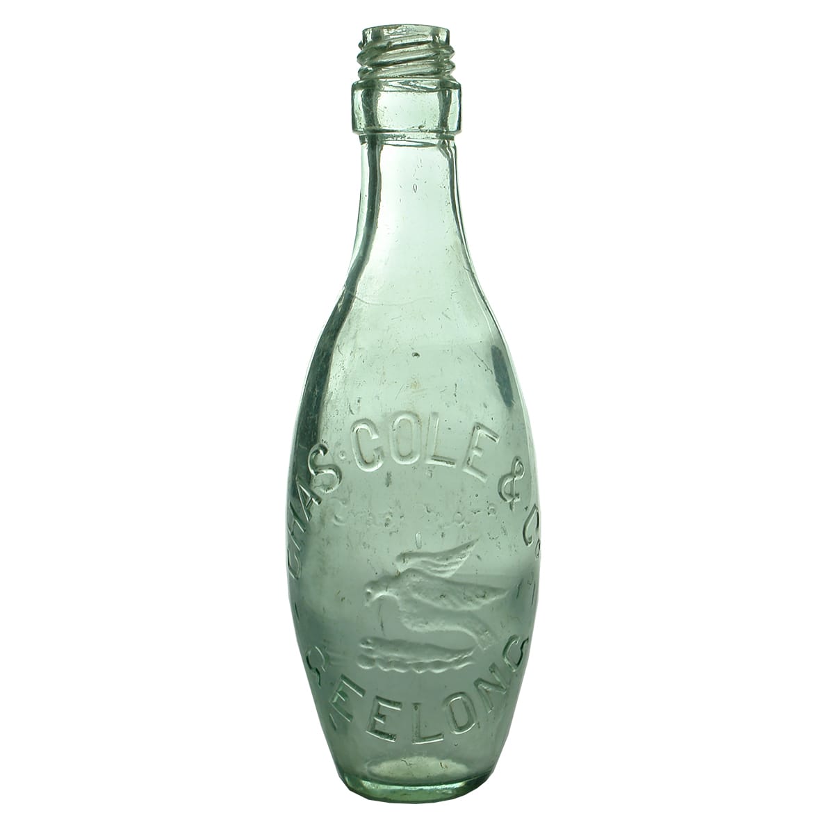 Skittle. Chas Cole & Co., Geelong. Nash Patent. Aqua. 10 oz. (Victoria)