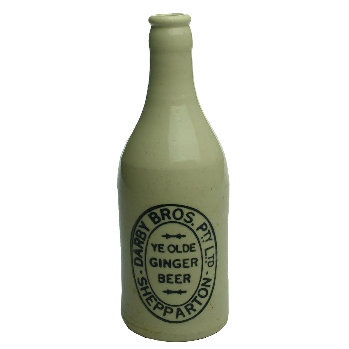 Ginger Beer. Darby Bros., Shepparton. No potters stamp. All White. Champagne. (Victoria)