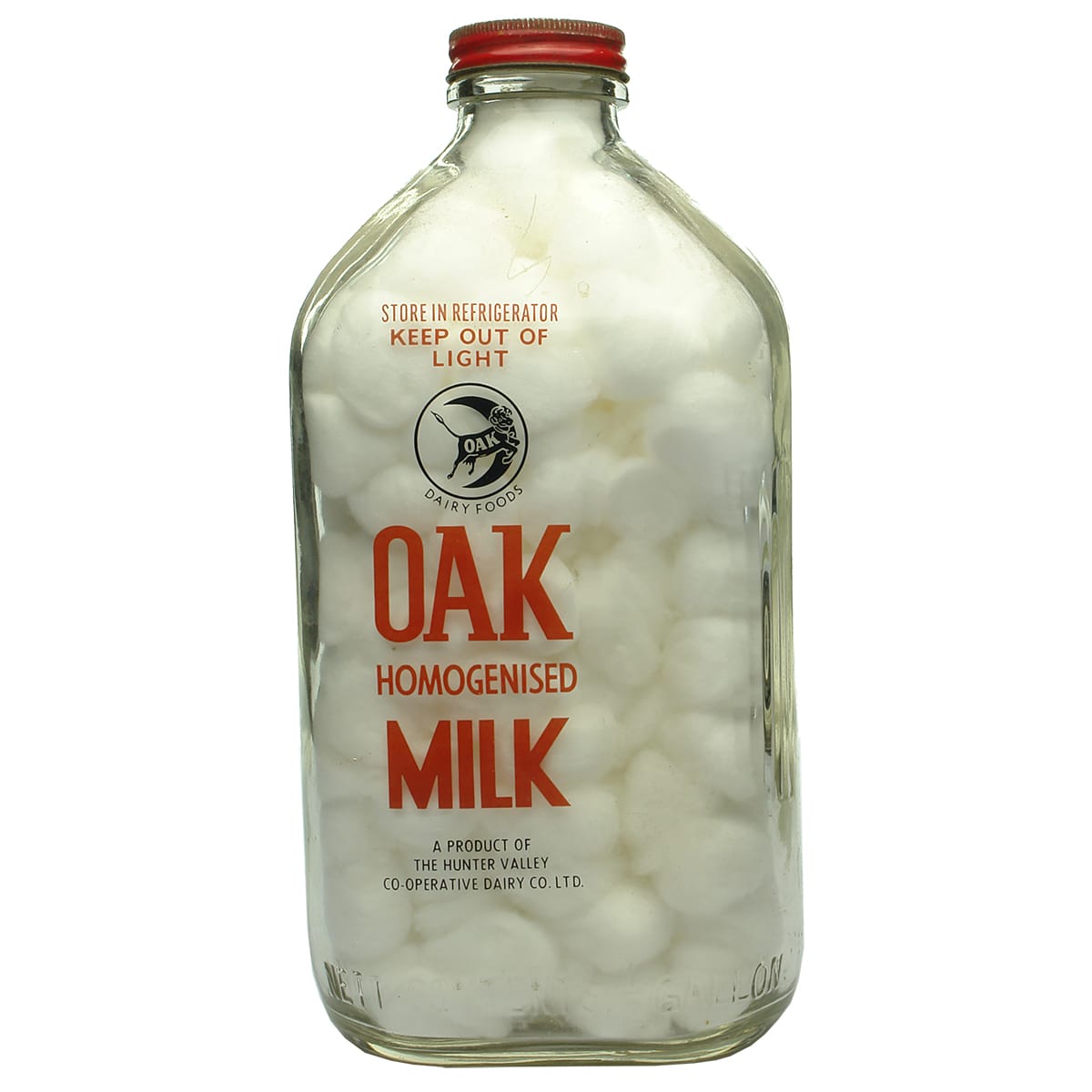 Milk. Oak Milk (Morpeth). Screw Top. Ceramic Label. 1/2 Gallon. (New South Wales)