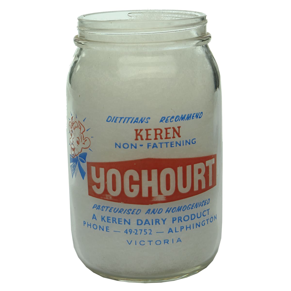 Jar. Keren Yoghourt, Alphington. Ceramic Label. 16 oz. (Victoria)