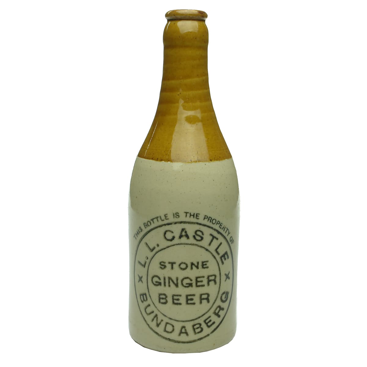 Ginger Beer. L. L. Castle, Bundaberg. Crown Seal. Champagne. Tan Top. (Queensland)