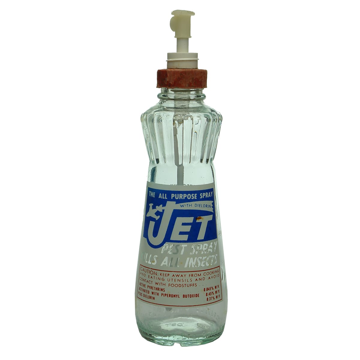 Pest Spray. Jet with Dieldrin! Listex Pty. Ltd. Brisbane. Ceramic Label. (Queensland)